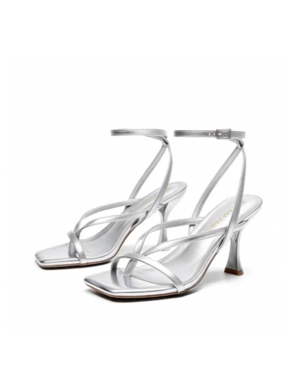 Women's Kitten Heel Lace Up Open Square Toe Ankle Strap Heeled Sandals